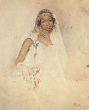 Mariano Fortuny y Marsal Portrait d'une jeune fille marocaine,crayon et aquarelle (mk32) Sweden oil painting art